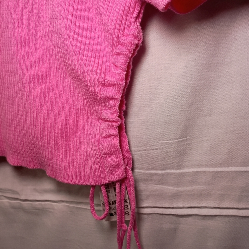 Zara Vibrant Pink Ribbed Crop Top - Picture 3 of 5
